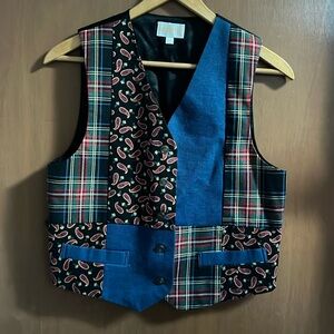 Vintage London Fog Vest Plaid Paisley
